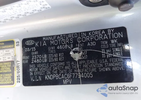 2015 Kia Sportage Lx from USA, damaged, VIN KNDPBCAC6F7794005